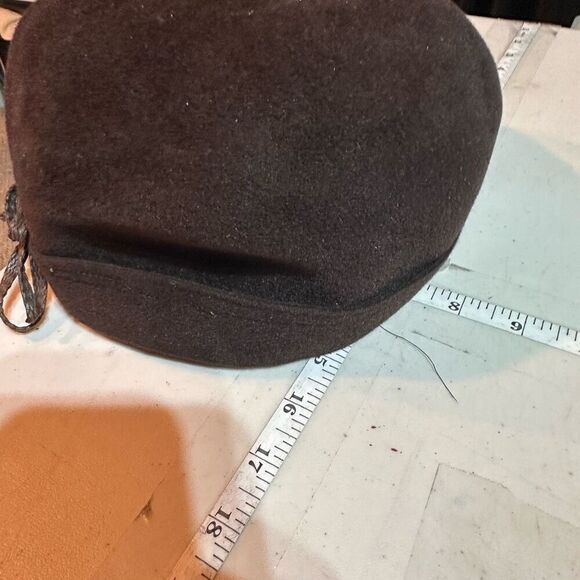 Vintage Women's Rabbit Hair Lace Felt Pillbox Hat Cap Chocolate Brown One Size - Picture 9 of 9